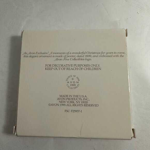 Pewter Christmas Tree Ornament 1999 Vintage AVON SEASON OF PEACE Doves Bells - Picture 4 of 5